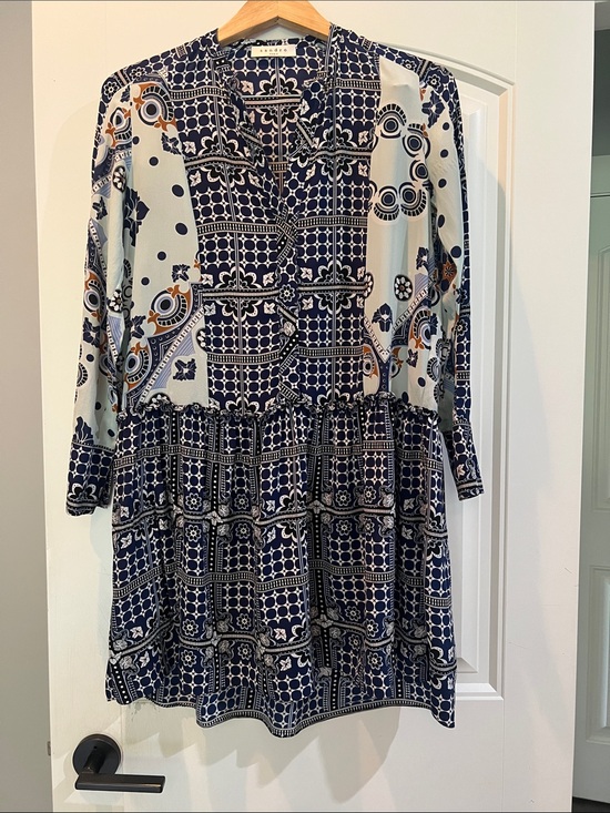 Sandro Dresses & Skirts - Sandro Silk  Navy  Long-Sleeve Mini-Dress